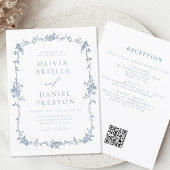Viktorianischer französischer QR Code Blue Wedding