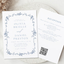 Viktorianischer französischer QR Code Blue Wedding