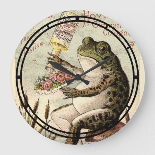 Viktorianischer Frosch auf Toadstool Ad Große Wanduhr (Vorderseite)