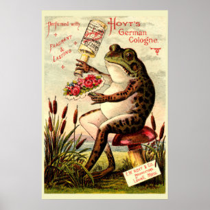 Viktorianischer Frosch auf Toadstool Parfüm Ad Poster