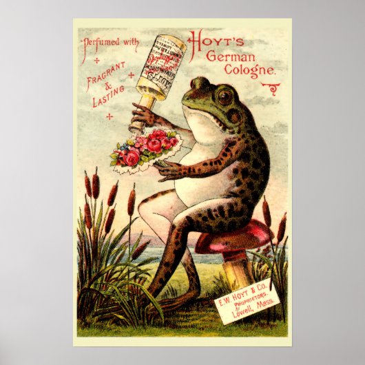 Viktorianischer Frosch auf Toadstool Parfüm Ad Poster (Vorne)