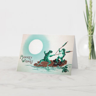 Viktorianischer Frosch Fight Weihnachtskarte Feiertagskarte