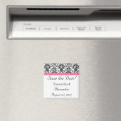 Viktorianischer Fuchsienrosa und weißer Damast Magnet (In Situ (Geschirrspüler))