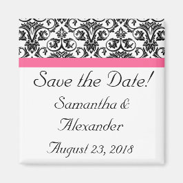 Viktorianischer Fuchsienrosa und weißer Damast Magnet