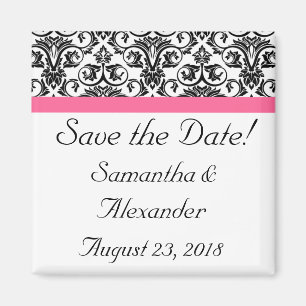 Viktorianischer Fuchsienrosa und weißer Damast Magnet