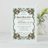 Viktorianischer Garten/blauer Streifen Einladung (Stehend Vorderseite)