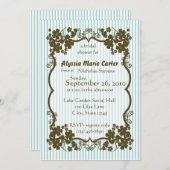 Viktorianischer Garten/blauer Streifen Einladung (Vorne/Hinten)