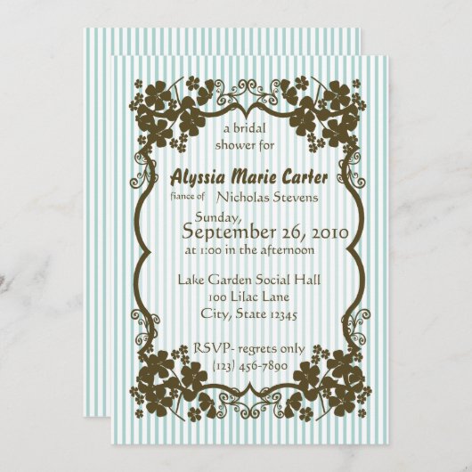 Viktorianischer Garten/blauer Streifen Einladung (Vorne/Hinten)