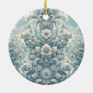 Viktorianischer Garten in Blau   Vintages Barock Keramik Ornament