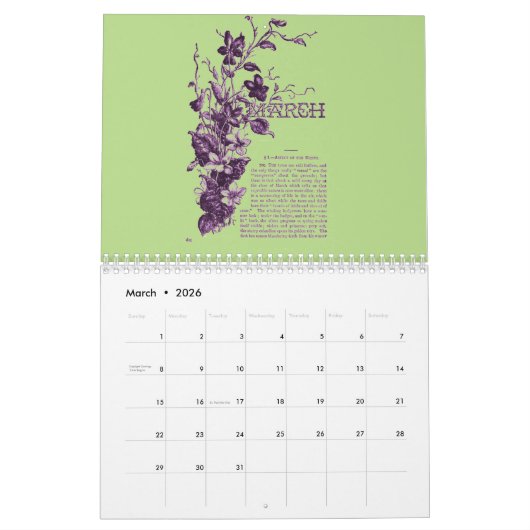 Viktorianischer Garten Kalender (Mär 2026)