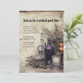 Viktorianischer gehefteter Vintager Halloween-Goth Einladung (Stehend Vorderseite)