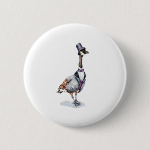 Viktorianischer Gentleman-Gans mit Zylinder Button