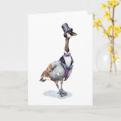 Viktorianischer Gentleman Goose in einem Top Hat Karte (Gelbe Blume)