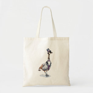 Viktorianischer Gentleman Goose in einem Top Hat Tragetasche