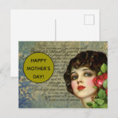 Viktorianischer Glamour Girl mit Rote Rose Postkarte (Vorne/Hinten)