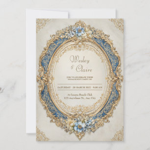 Viktorianischer Goldrahmen Blume Elegante Hochzeit Einladung