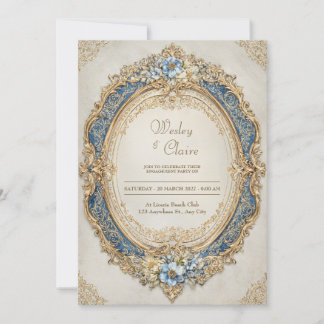 Viktorianischer Goldrahmen Blume Elegante Hochzeit Einladung