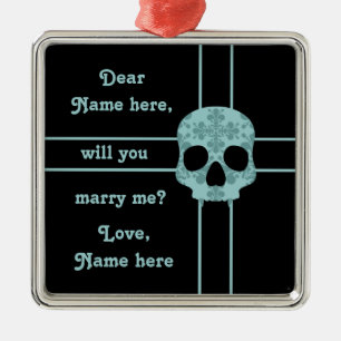 Viktorianischer goth Damastschädel-Heiratantrag Ornament Aus Metall