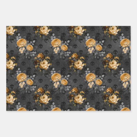 Viktorianischer Gothic Glam Skull and Damask Geschenkpapier Set (Vorderseite 2)