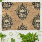 Viktorianischer Gothic Glam Totenkopf Geschirrtuch (Gefaltet)