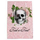 Viktorianischer Gothischer Schädel mit Rose | Tric Mittlere Geschenktüte (Rückseite)