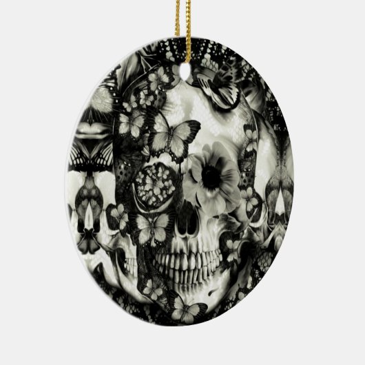 Viktorianischer gotischer Spitzeschädel Keramikornament (Rechts)