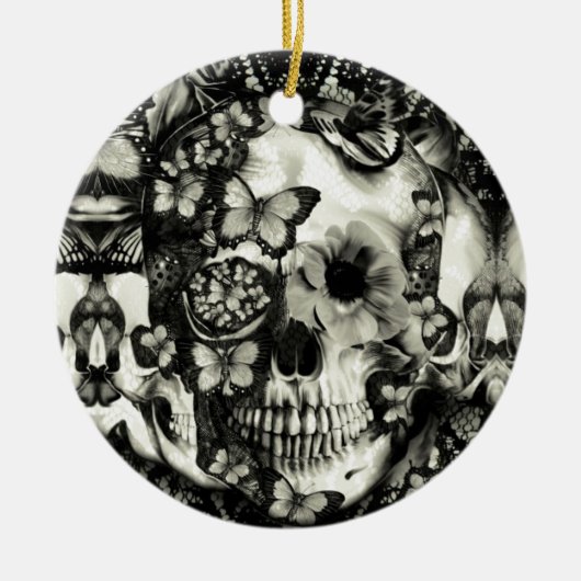 Viktorianischer gotischer Spitzeschädel Keramikornament (Vorne)