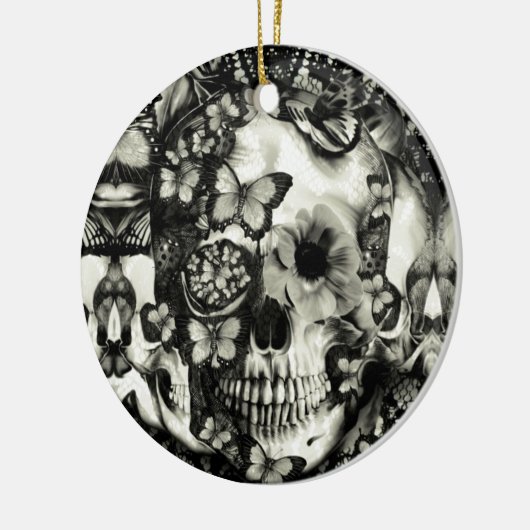 Viktorianischer gotischer Spitzeschädel Keramikornament (Links)