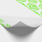 Viktorianischer grüner Damast auf weiß Geschenkpapier (Ecke)