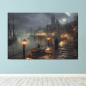 Viktorianischer Hafen bei Nacht: Fischerdorf Leinwanddruck (Insitu (Holzboden))