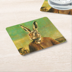 Viktorianischer Hasen Custom Coaster Rechteckiger Pappuntersetzer