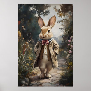 Viktorianischer Hasendruck, Osterhase, Cottagecore Poster