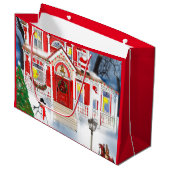 Viktorianischer Hausschnee in altmodischer Weihnac Große Geschenktüte (Vorderseite Schrägansicht)