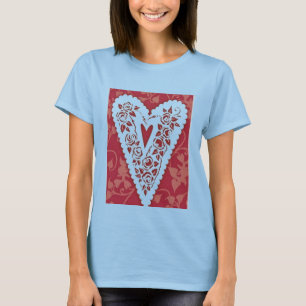 Viktorianischer Herz-Spitze-T - Shirt