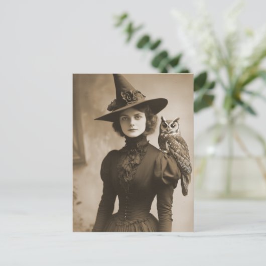 Viktorianischer Hexe Sepia Portrait-Stil 11 Postkarte (Stehend Vorderseite)