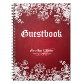 Viktorianischer HochzeitGuestbook blühen Rot Notizblock (Vorderseite)