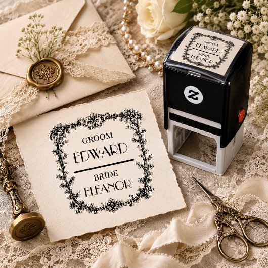 Viktorianischer Hochzeitsname Rahmen Stempel