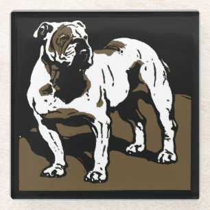 Viktorianischer Holzschnitt Bauernhof Tier Bulldog Glasuntersetzer
