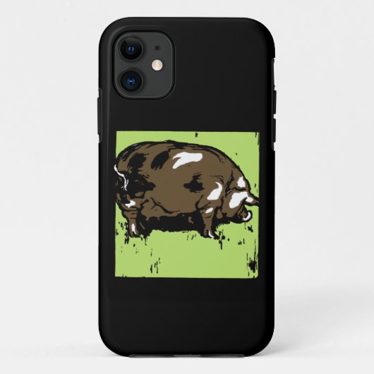 Viktorianischer Holzschnitt Braun- und Weißschwein Case-Mate iPhone Hülle (Rückseite)