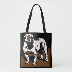 Viktorianischer Holzschnitt-Englische Bulldogge au Tasche