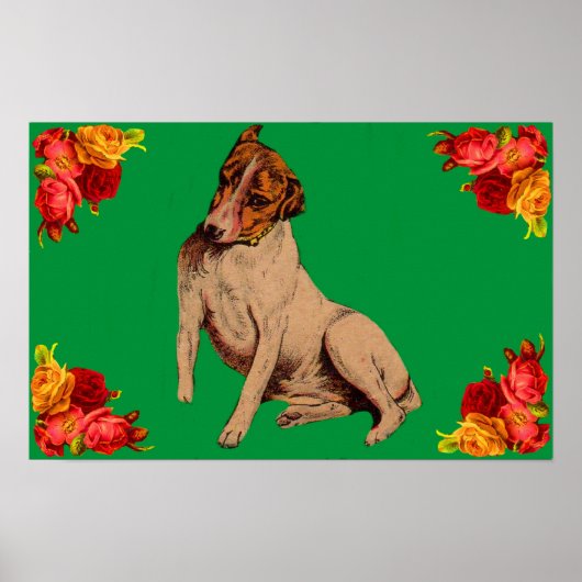 Viktorianischer Hund und Blume Poster (Vorne)