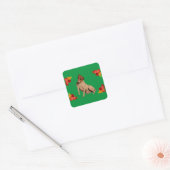 Viktorianischer Hund und Blume Quadratischer Aufkleber (Umschlag)