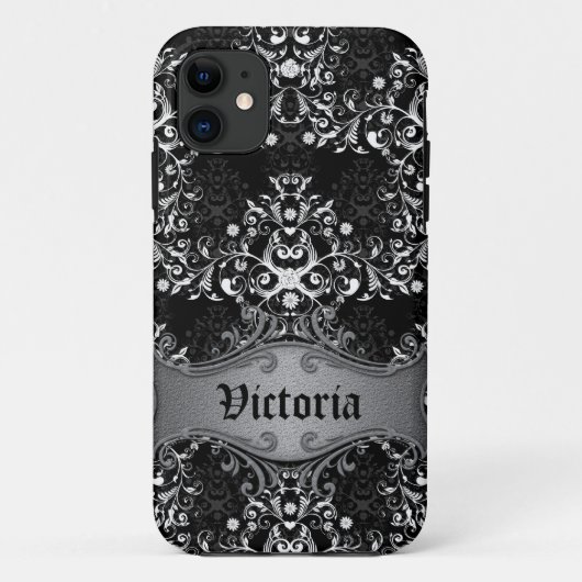 Viktorianischer iPhone Case mit Girly Black und Wh (Rückseite)