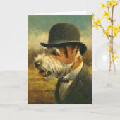 Viktorianischer Jack Russell Greetings Card Karte (Gelbe Blume)