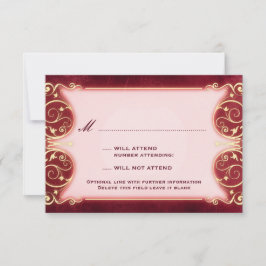 Viktorianischer Jugendstil: Red & Gold UAWG RSVP Karte