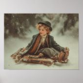 Viktorianischer Junge auf einem Schlitten Poster (Vorne)