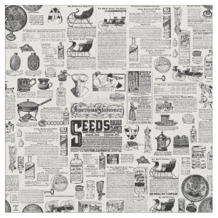 viktorianischer Katalog Schwarz Weiß Antik Toile Stoff