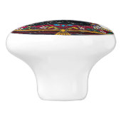 Viktorianischer Katzenknob, Kissen, Mosaik, farbig Keramikknauf (Seitenansicht)