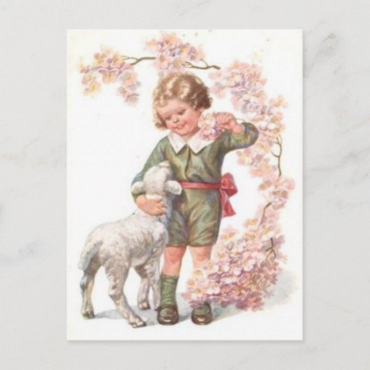 Viktorianischer Kinderlamm-Kirschbaum Postkarte (Vorderseite)