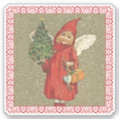 Viktorianischer Kleine Girl Engel Weihnachtsschnee Aufkleber (Vorderseite)